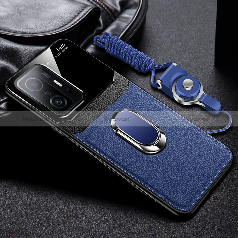 Soft Silicone Gel Leather Snap On Case Cover with Magnetic FL2 for Xiaomi Mi 11T 5G Blue