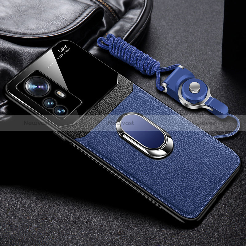 Soft Silicone Gel Leather Snap On Case Cover with Magnetic FL2 for Xiaomi Mi 12T 5G Blue