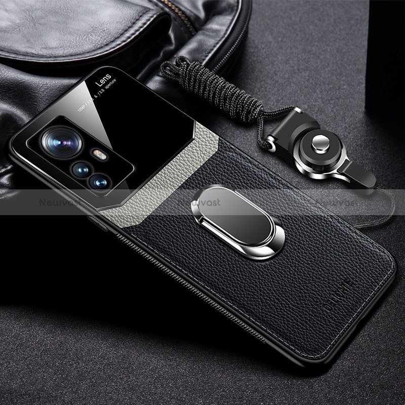 Soft Silicone Gel Leather Snap On Case Cover with Magnetic FL2 for Xiaomi Mi 12T Pro 5G Black