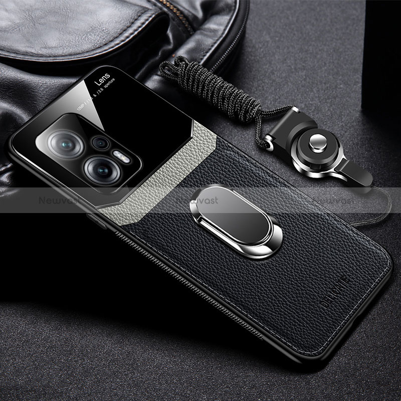 Soft Silicone Gel Leather Snap On Case Cover with Magnetic FL2 for Xiaomi Poco X4 GT 5G Black