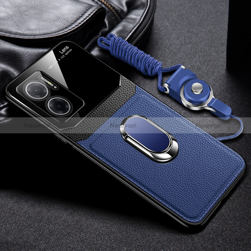 Soft Silicone Gel Leather Snap On Case Cover with Magnetic FL2 for Xiaomi Redmi 10 Prime Plus 5G Blue