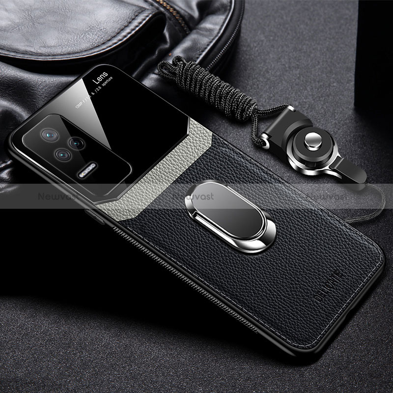 Soft Silicone Gel Leather Snap On Case Cover with Magnetic FL2 for Xiaomi Redmi K50 5G Black