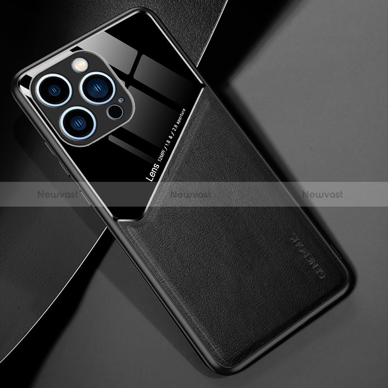 Soft Silicone Gel Leather Snap On Case Cover with Magnetic for Apple iPhone 13 Pro Max Black