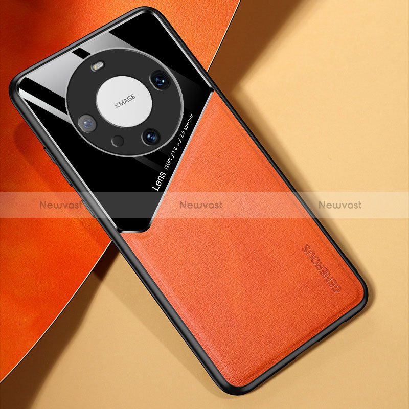 Soft Silicone Gel Leather Snap On Case Cover with Magnetic for Huawei Mate 60 Orange