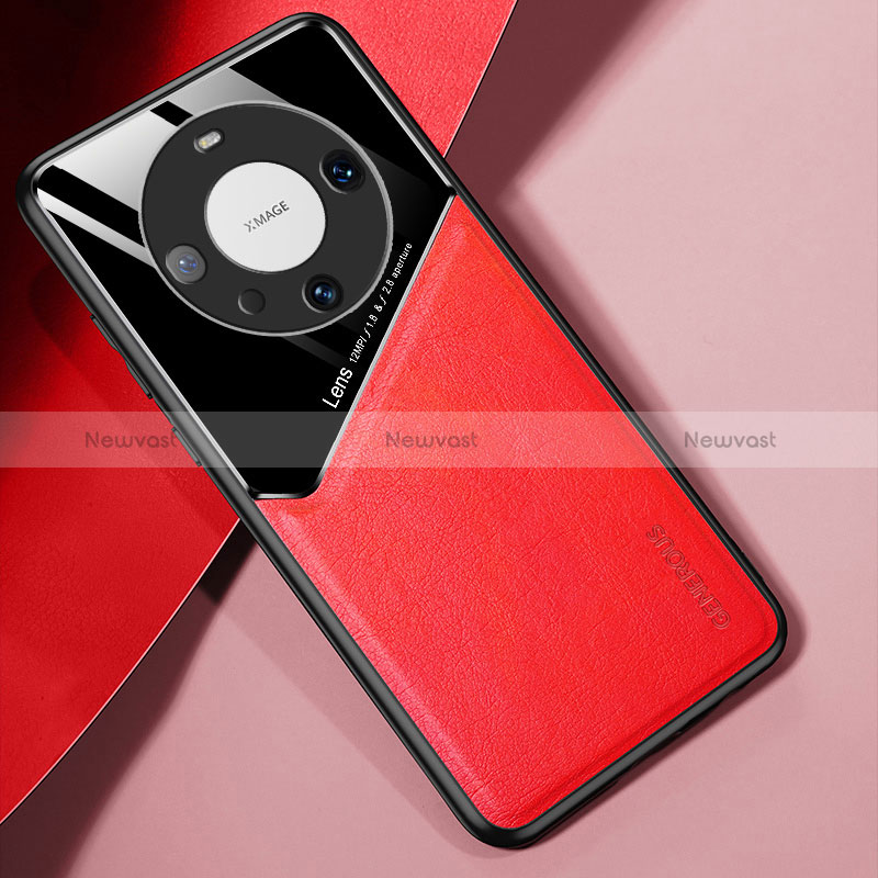 Soft Silicone Gel Leather Snap On Case Cover with Magnetic for Huawei Mate 60 Pro+ Plus Red