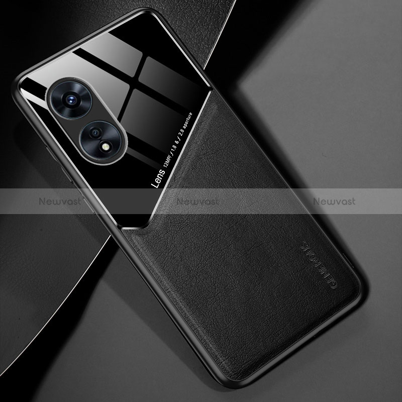 Soft Silicone Gel Leather Snap On Case Cover with Magnetic for Oppo A97 5G Black
