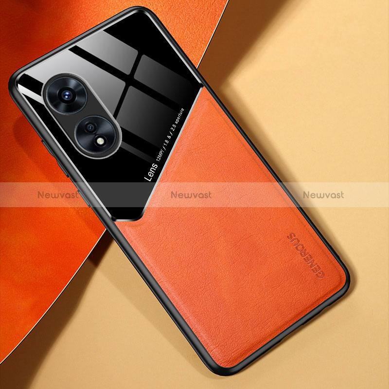 Soft Silicone Gel Leather Snap On Case Cover with Magnetic for Oppo A97 5G Orange