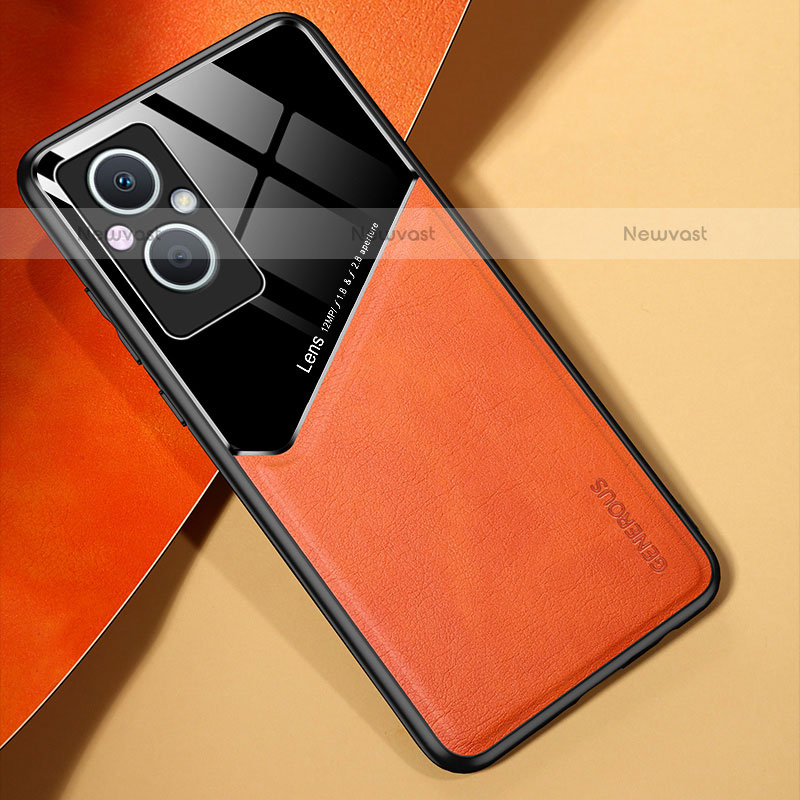 Soft Silicone Gel Leather Snap On Case Cover with Magnetic for Oppo F21s Pro 5G Orange