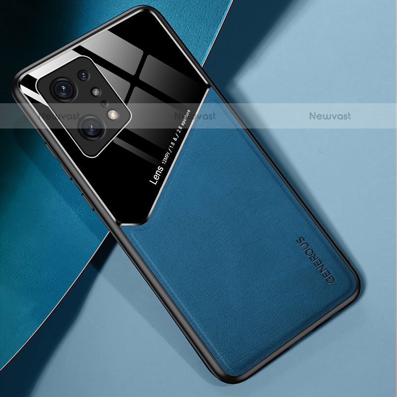 Soft Silicone Gel Leather Snap On Case Cover with Magnetic for Oppo Find X5 Pro 5G Blue