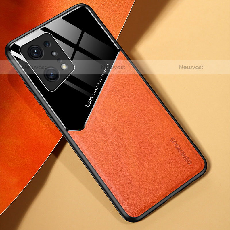 Soft Silicone Gel Leather Snap On Case Cover with Magnetic for Oppo Find X5 Pro 5G Orange