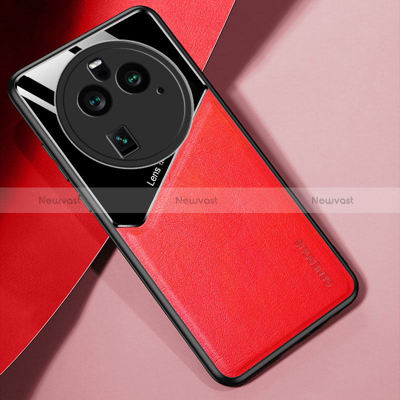 Soft Silicone Gel Leather Snap On Case Cover with Magnetic for Oppo Find X6 5G Red