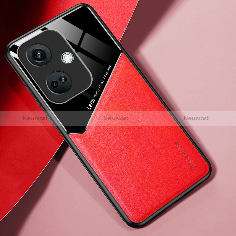 Soft Silicone Gel Leather Snap On Case Cover with Magnetic for Oppo K11 5G Red