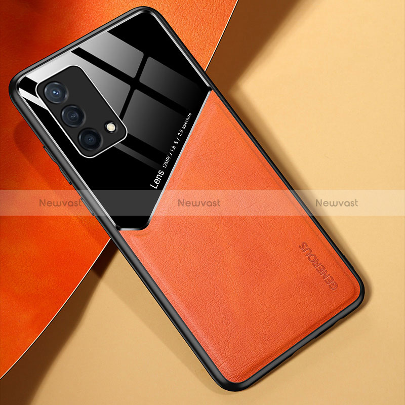 Soft Silicone Gel Leather Snap On Case Cover with Magnetic for Oppo K9 5G Orange