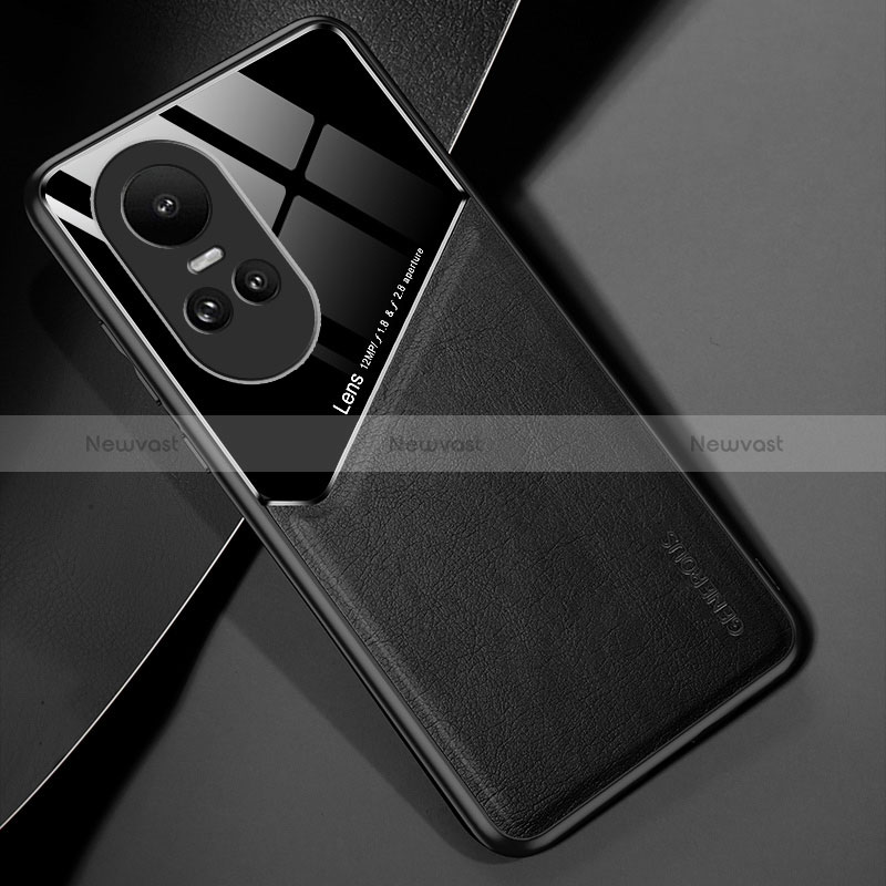 Soft Silicone Gel Leather Snap On Case Cover with Magnetic for Oppo Reno10 5G Black