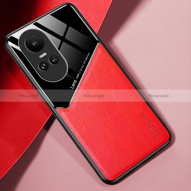 Soft Silicone Gel Leather Snap On Case Cover with Magnetic for Oppo Reno10 5G Red