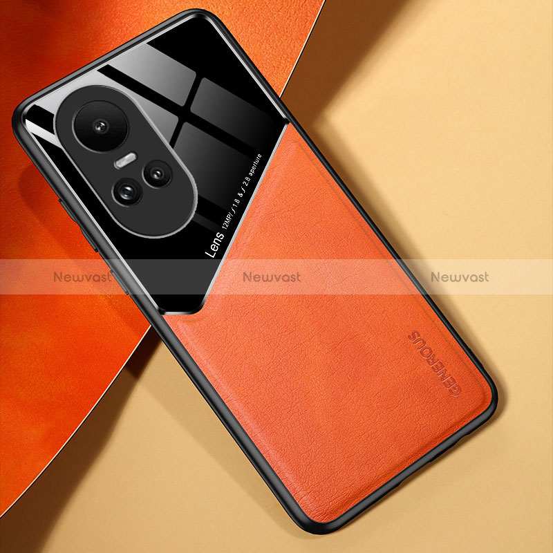 Soft Silicone Gel Leather Snap On Case Cover with Magnetic for Oppo Reno10 Pro 5G Orange