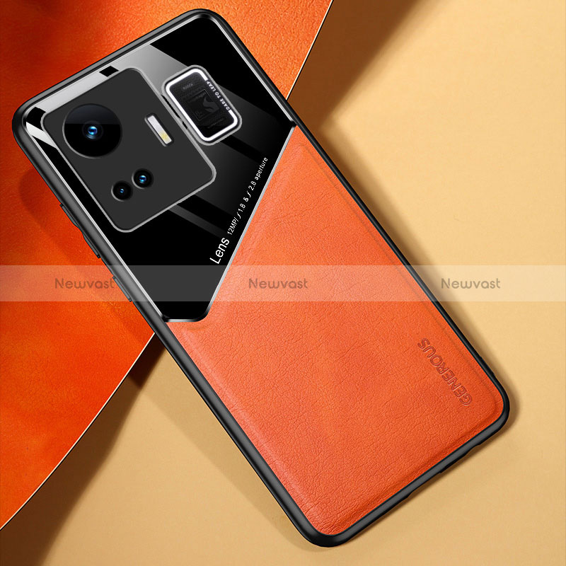 Soft Silicone Gel Leather Snap On Case Cover with Magnetic for Realme GT Neo5 5G Orange