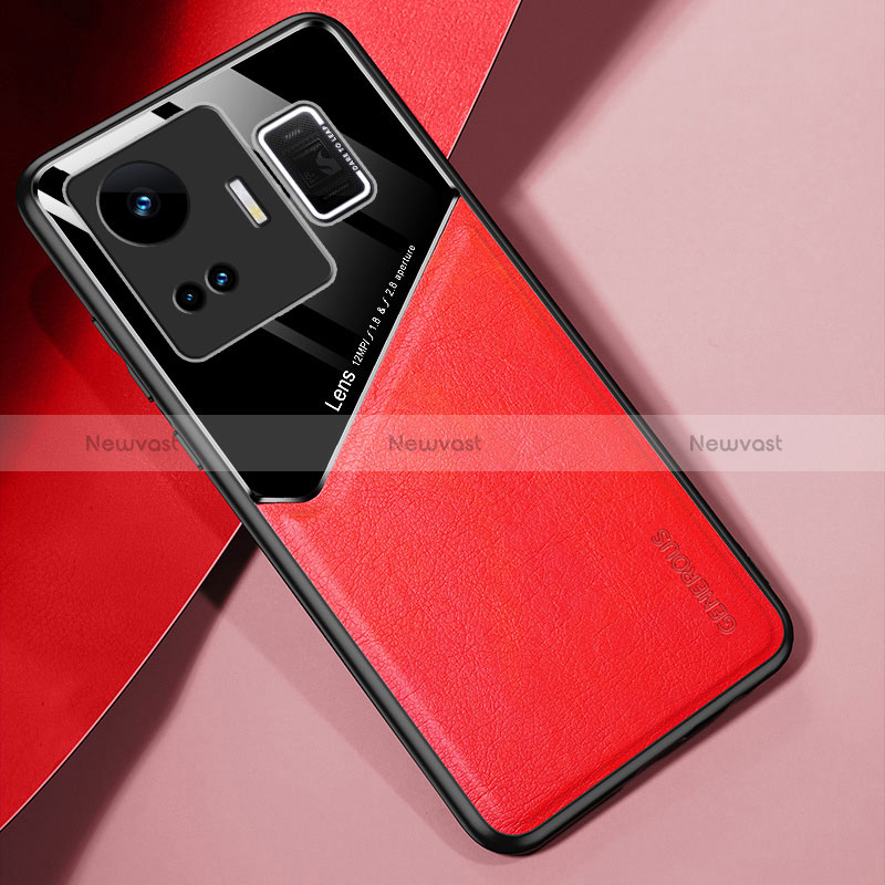 Soft Silicone Gel Leather Snap On Case Cover with Magnetic for Realme GT Neo6 5G Red