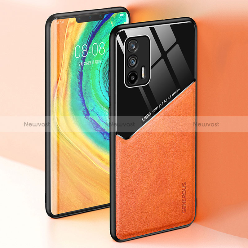 Soft Silicone Gel Leather Snap On Case Cover with Magnetic for Realme Q3 Pro 5G