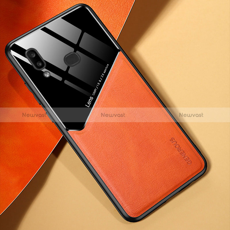 Soft Silicone Gel Leather Snap On Case Cover with Magnetic for Samsung Galaxy A10s Orange