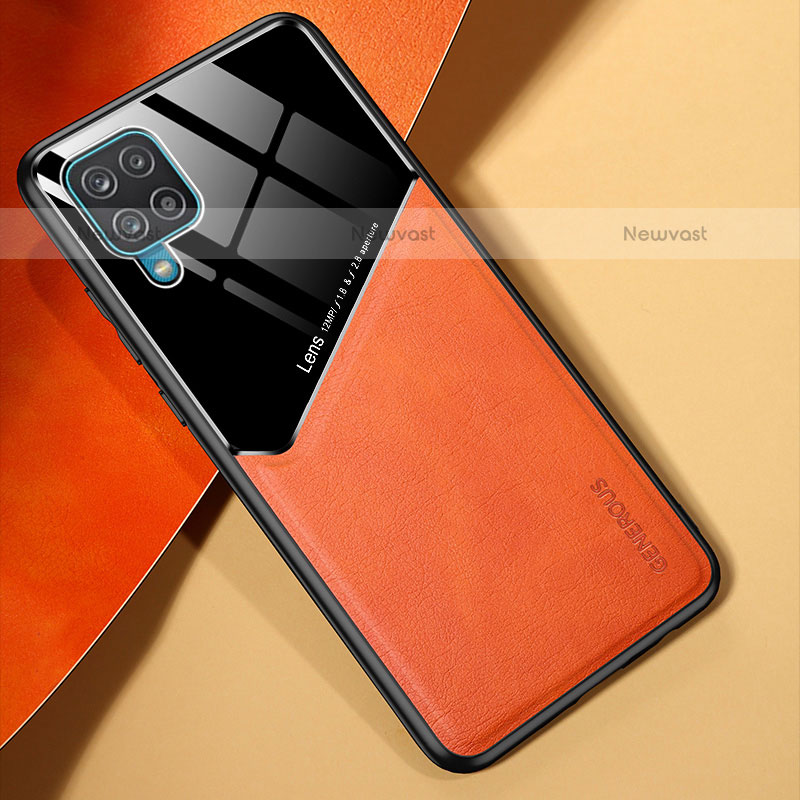 Soft Silicone Gel Leather Snap On Case Cover with Magnetic for Samsung Galaxy A12 Orange