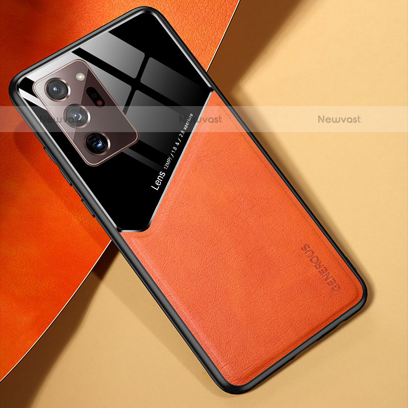 Soft Silicone Gel Leather Snap On Case Cover with Magnetic for Samsung Galaxy Note 20 Ultra 5G Orange