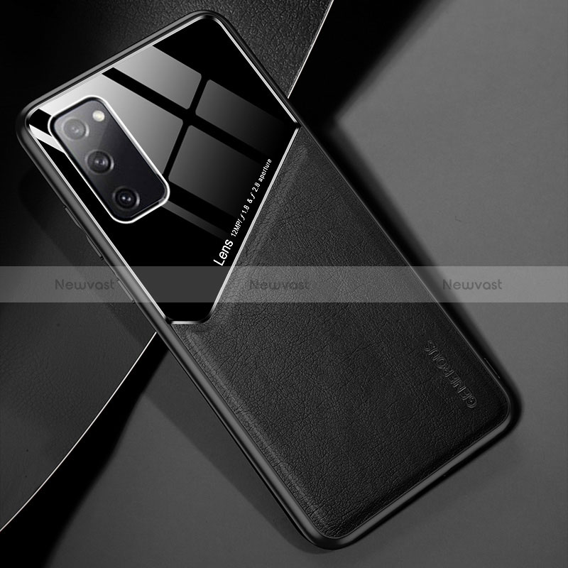 Soft Silicone Gel Leather Snap On Case Cover with Magnetic for Samsung Galaxy S20 FE 4G Black