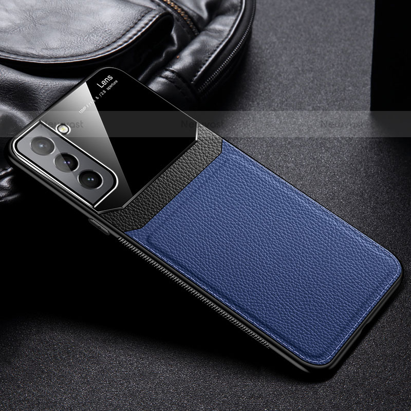 Soft Silicone Gel Leather Snap On Case Cover with Magnetic for Samsung Galaxy S21 5G Blue