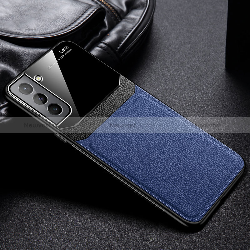 Soft Silicone Gel Leather Snap On Case Cover with Magnetic for Samsung Galaxy S24 5G Blue