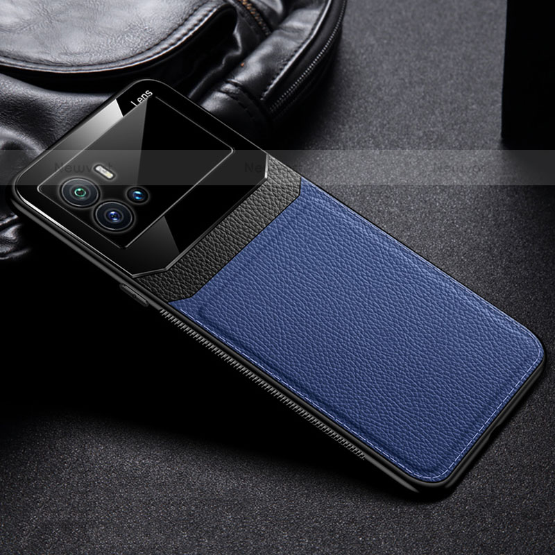 Soft Silicone Gel Leather Snap On Case Cover with Magnetic for Vivo iQOO 9 Pro 5G Blue