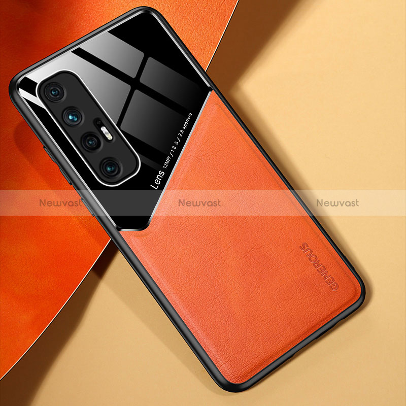 Soft Silicone Gel Leather Snap On Case Cover with Magnetic for Xiaomi Mi 10S 5G Orange