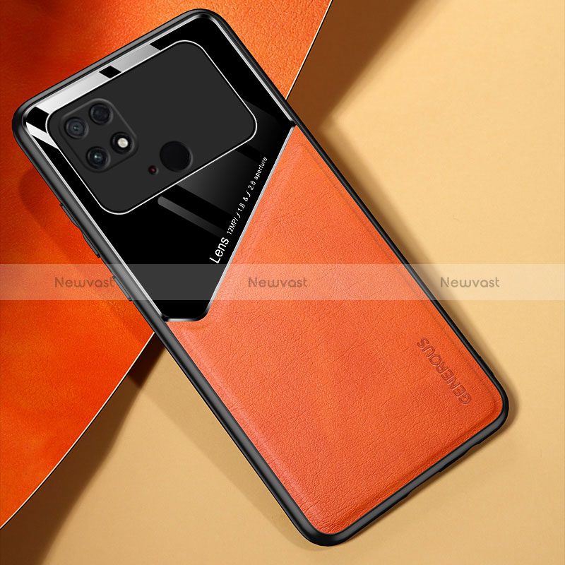 Soft Silicone Gel Leather Snap On Case Cover with Magnetic for Xiaomi Poco C40 Orange