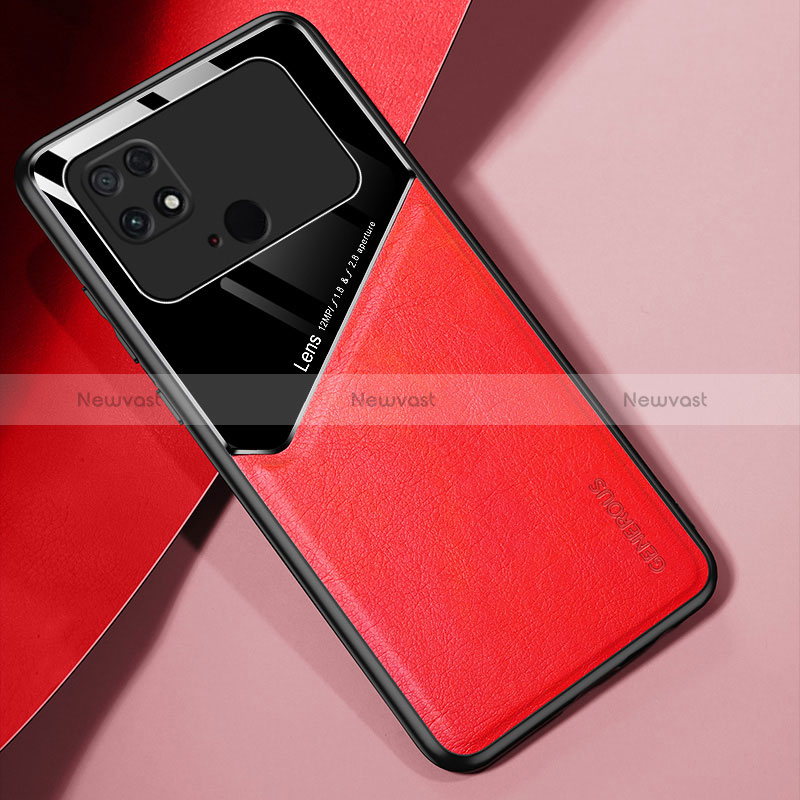 Soft Silicone Gel Leather Snap On Case Cover with Magnetic for Xiaomi Poco C40 Red