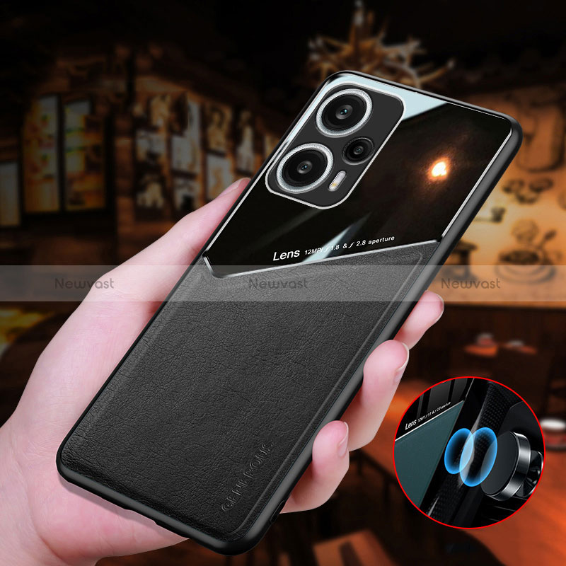 Soft Silicone Gel Leather Snap On Case Cover with Magnetic for Xiaomi Poco F5 5G