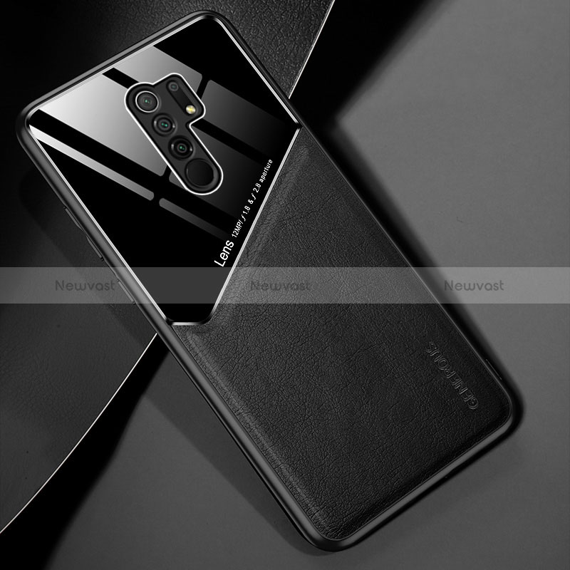 Soft Silicone Gel Leather Snap On Case Cover with Magnetic for Xiaomi Poco M2 Black