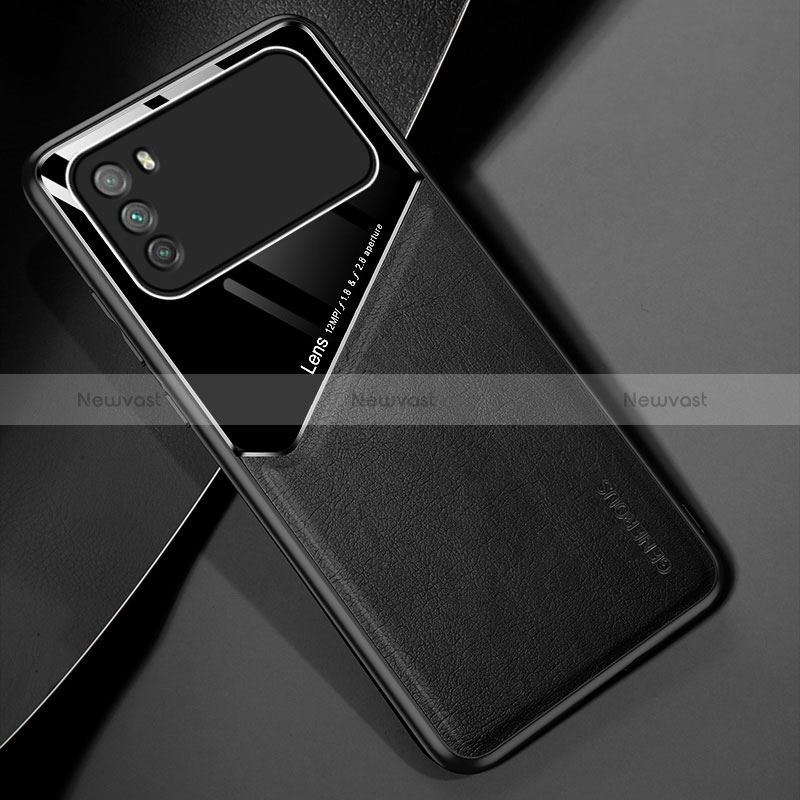 Soft Silicone Gel Leather Snap On Case Cover with Magnetic for Xiaomi Poco M3 Black