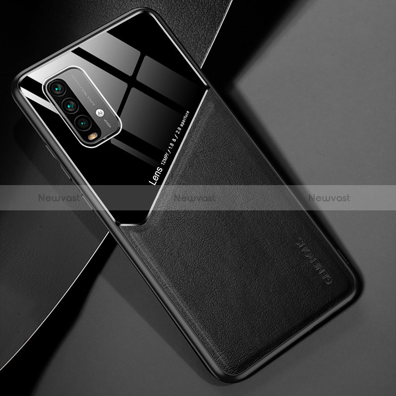 Soft Silicone Gel Leather Snap On Case Cover with Magnetic for Xiaomi Redmi 9T 4G Black