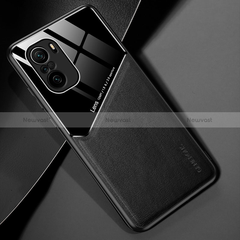 Soft Silicone Gel Leather Snap On Case Cover with Magnetic for Xiaomi Redmi K40 Pro 5G Black