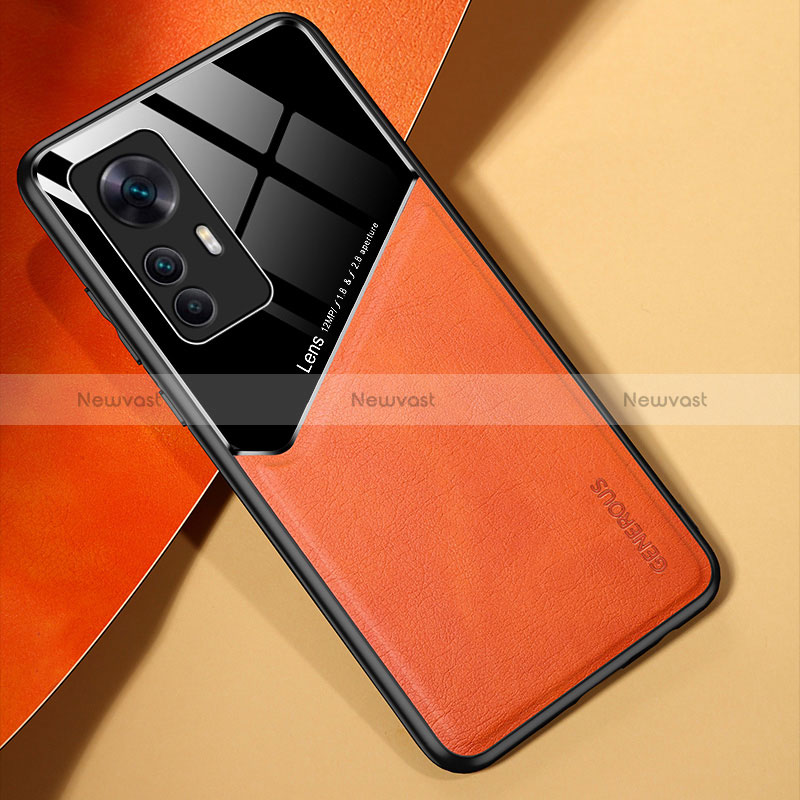 Soft Silicone Gel Leather Snap On Case Cover with Magnetic for Xiaomi Redmi K50 Ultra 5G Orange