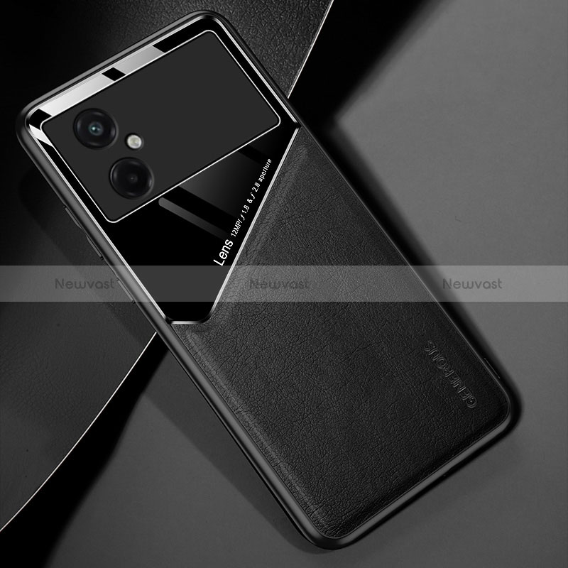 Soft Silicone Gel Leather Snap On Case Cover with Magnetic for Xiaomi Redmi Note 11R 5G Black