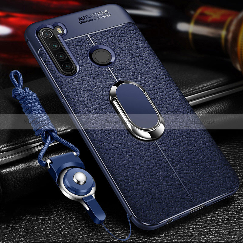 Soft Silicone Gel Leather Snap On Case Cover with Magnetic K01 for Xiaomi Redmi Note 8 (2021) Blue