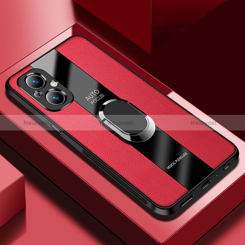 Soft Silicone Gel Leather Snap On Case Cover with Magnetic S01 for Oppo A96 5G Red