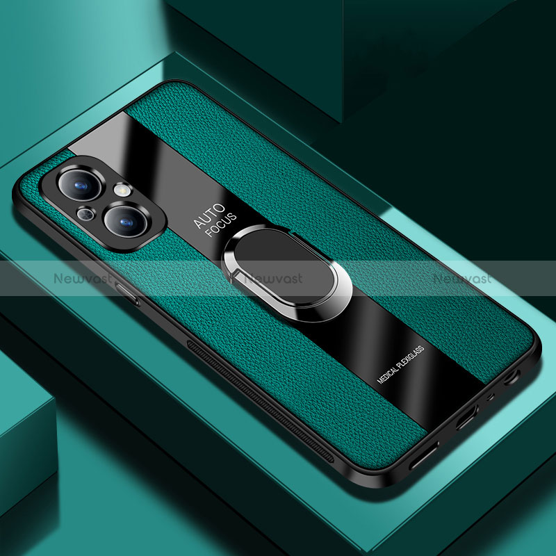 Soft Silicone Gel Leather Snap On Case Cover with Magnetic S01 for Oppo Reno8 Lite 5G Green