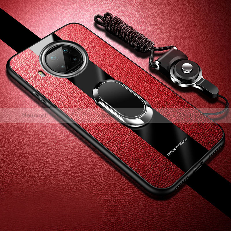 Soft Silicone Gel Leather Snap On Case Cover with Magnetic S01 for Xiaomi Mi 10i 5G Red