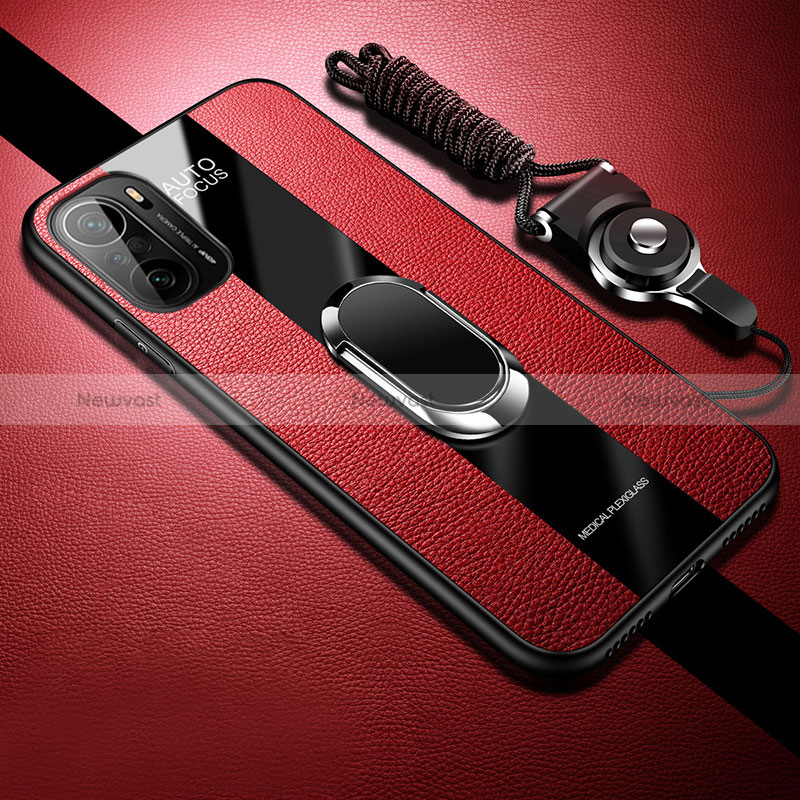 Soft Silicone Gel Leather Snap On Case Cover with Magnetic S01 for Xiaomi Mi 11X 5G Red