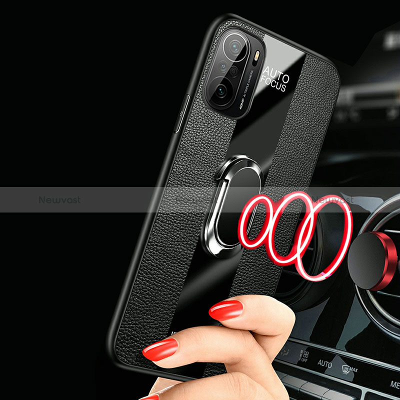 Soft Silicone Gel Leather Snap On Case Cover with Magnetic S01 for Xiaomi Poco F3 5G