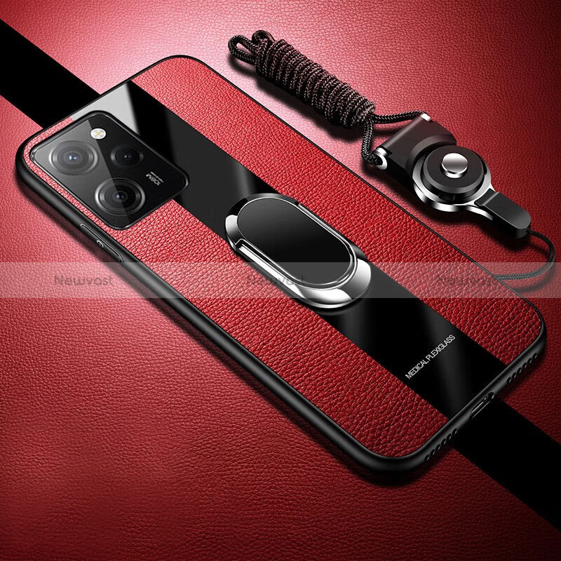 Soft Silicone Gel Leather Snap On Case Cover with Magnetic S01 for Xiaomi Poco X5 Pro 5G Red