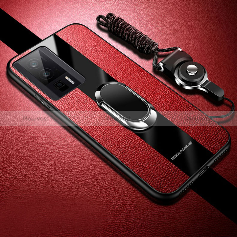 Soft Silicone Gel Leather Snap On Case Cover with Magnetic S01 for Xiaomi Redmi K60 5G Red