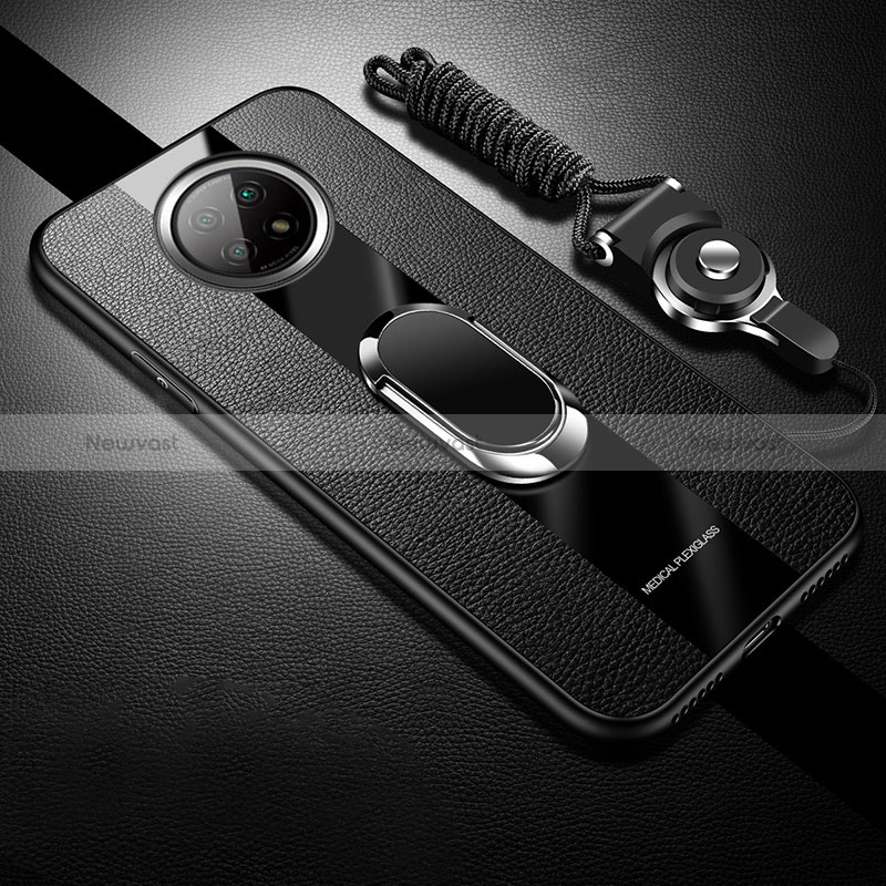 Soft Silicone Gel Leather Snap On Case Cover with Magnetic S01 for Xiaomi Redmi Note 9 5G Black