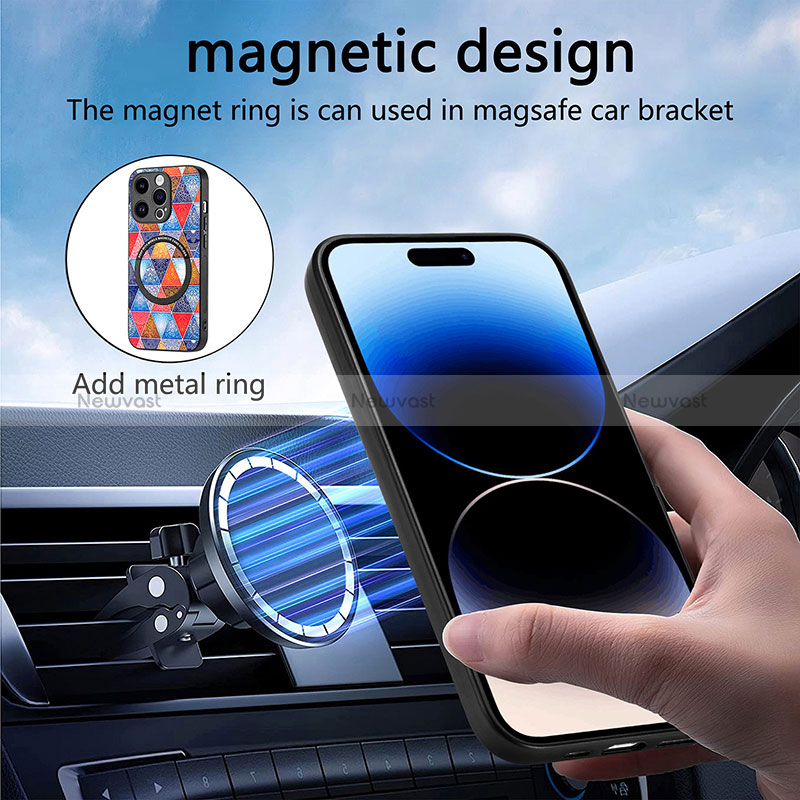 Soft Silicone Gel Leather Snap On Case Cover with Magnetic S01D for Apple iPhone 13 Pro Max